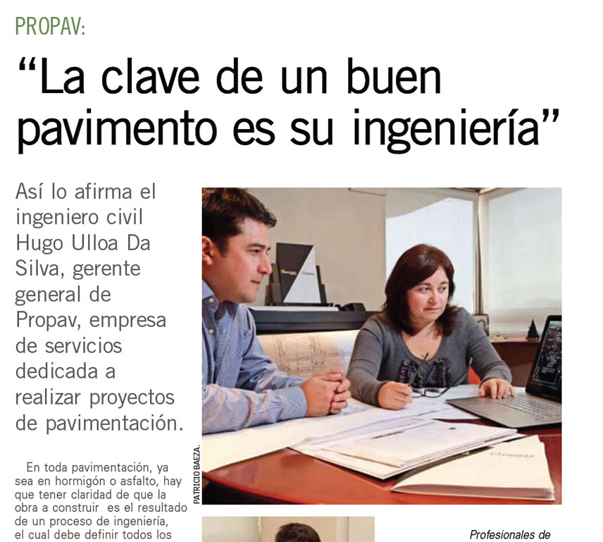 Soluciones integrales y de calidad en pavimentación – Articulo El Mercurio,